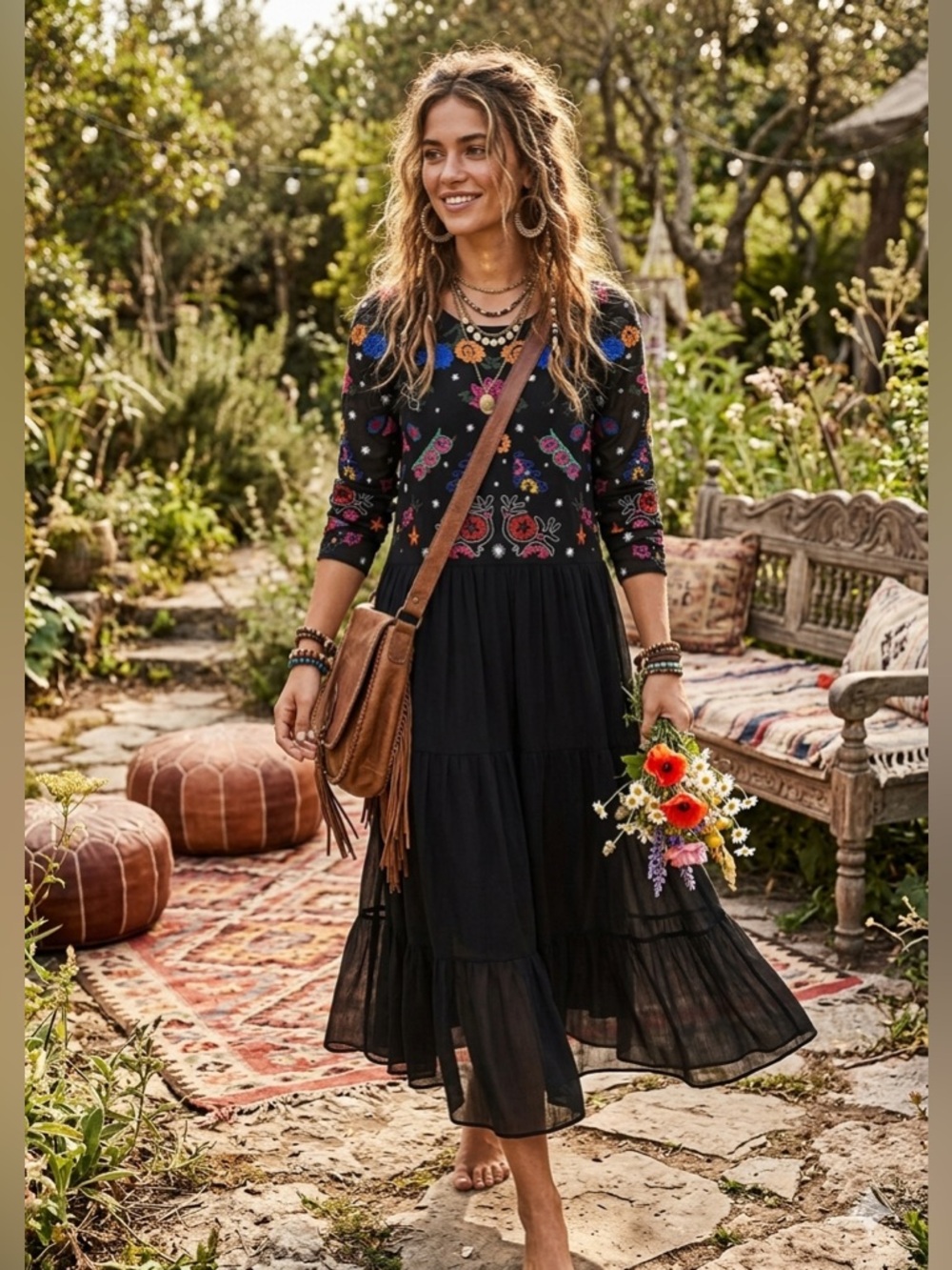 DESIGUAL Tulle Midi  Dress with colorful embroidery size extra small - Picture 2 of 16